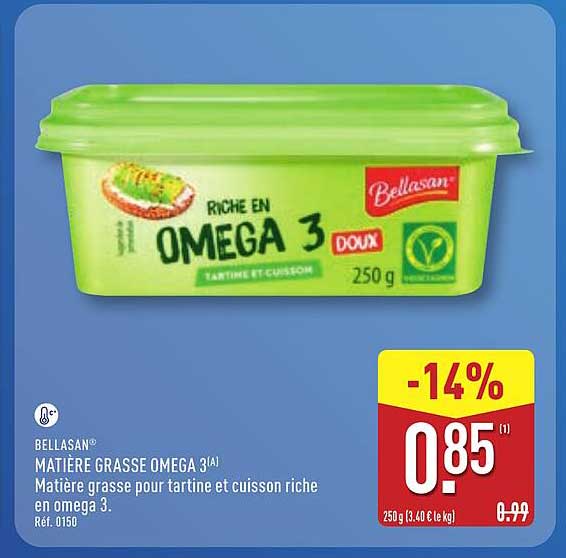 BELLASAN Matière grasse OMEGA 3(A) Matière grasse pour tartine et cuisson riche en omega 3. Réf. 0150
