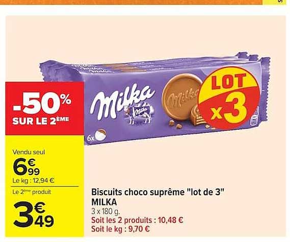 Biscuits choco suprême "lot de 3" MILKA