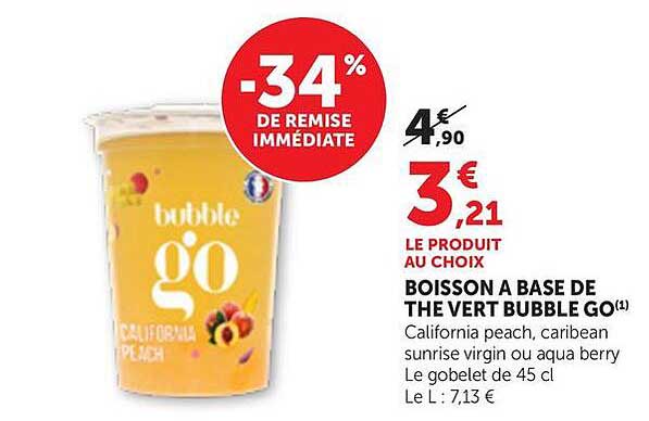 BOISSON A BASE DE THE VERT BUBBLE GO