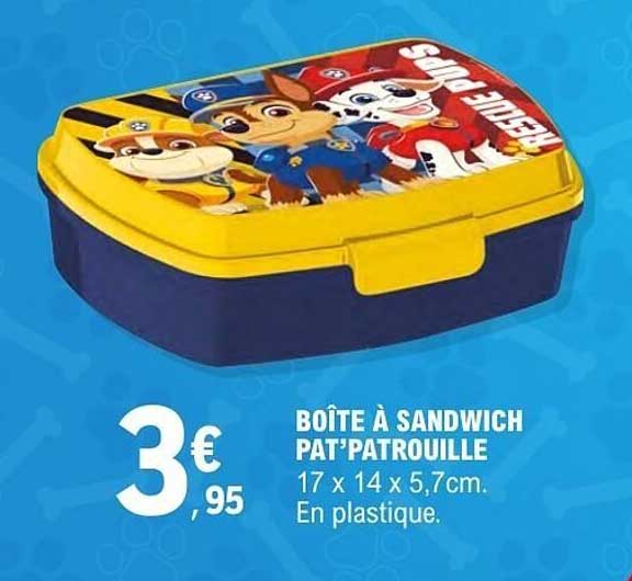 BOÎTE À SANDWICH PAT’PATROUILLE 17 x 14 x 5,7 cm. En plastique.