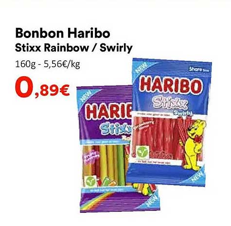 Bonbon Haribo Stixx Rainbow / Swirly