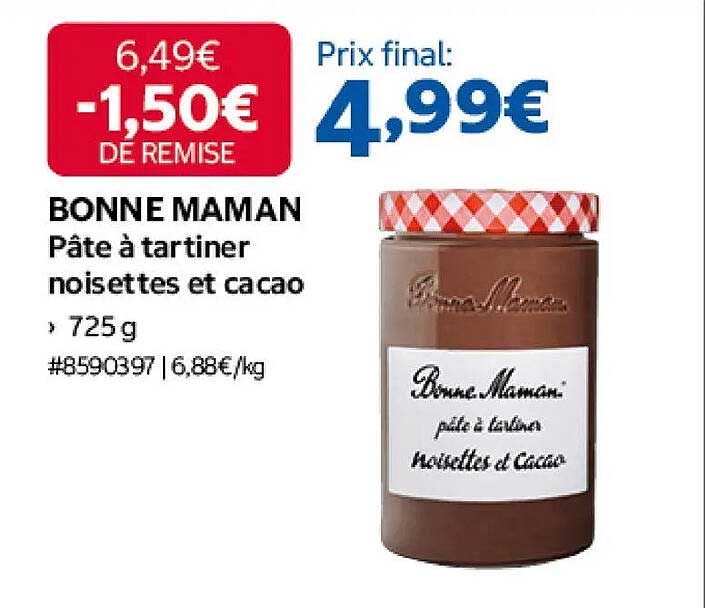 BONNE MAMAN Pâte à tartiner noisettes et cacao