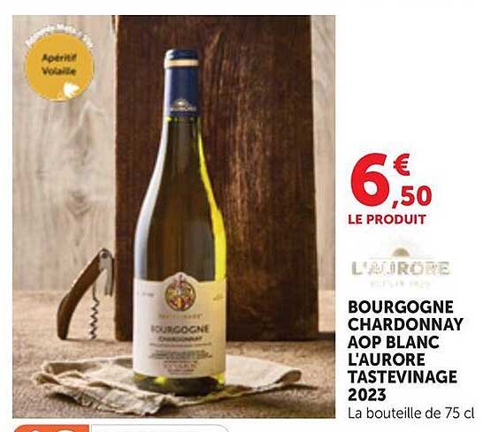 BOURGOGNE CHARDONNAY AOP BLANC L'AURORE TASTEVINAGE 2023