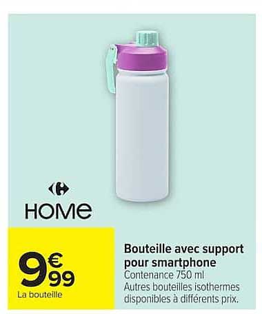 Bouteille avec support pour smartphone