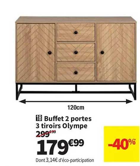 Buffet 2 portes 3 tiroirs Olympe