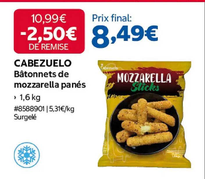 CABEZUELO Bâtonnets de mozzarella panés