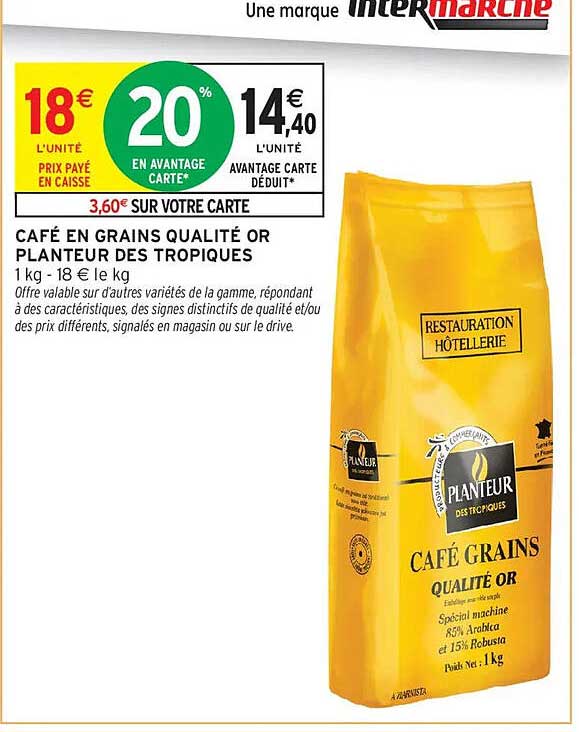 CAFÉ EN GRAINS QUALITÉ OR PLANTEUR DES TROPIQUES