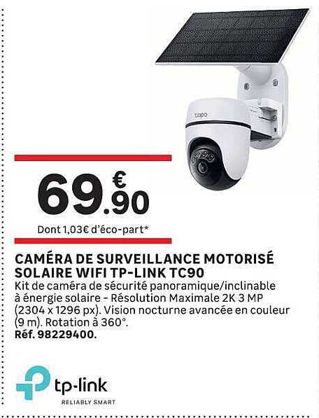 CAMÉRA DE SURVEILLANCE MOTORISÉ SOLAIRE WIFI TP-LINK TC90