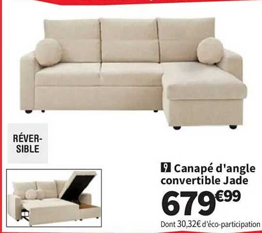 Canapé d'angle convertible Jade