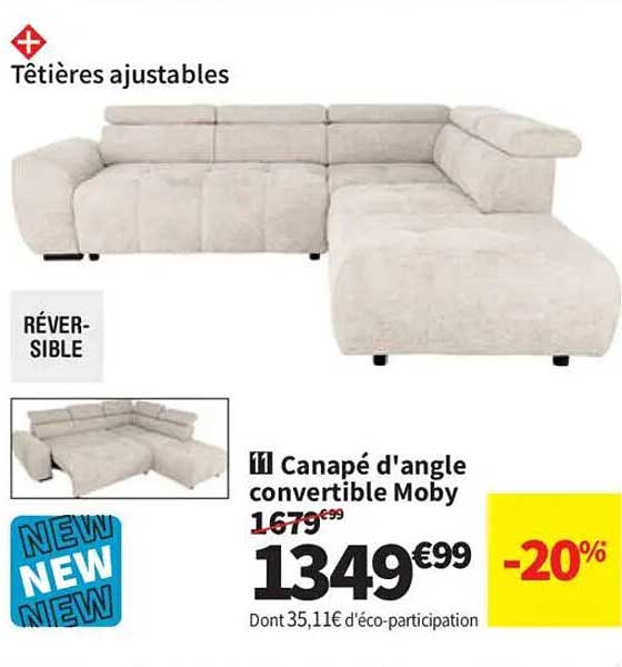 Canapé d'angle convertible Moby