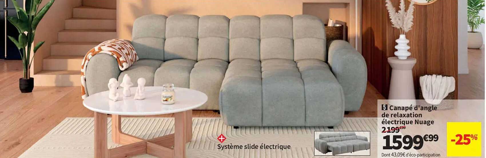 Canapé d'angle de relaxation électrique Nuage