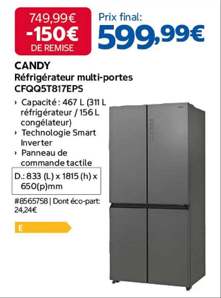 CANDY Réfrigérateur multi-portes CFQG5T817EPS