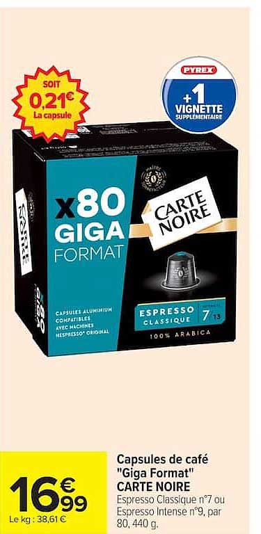 Capsules de café "Giga Format" CARTE NOIRE