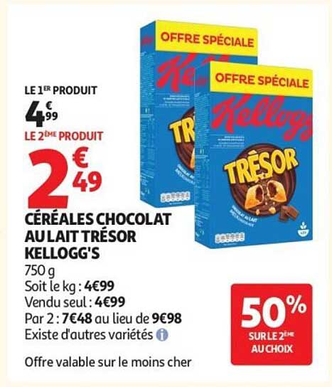 CÉRÉALES CHOCOLAT AU LAIT TRÉSOR KELLOGG'S