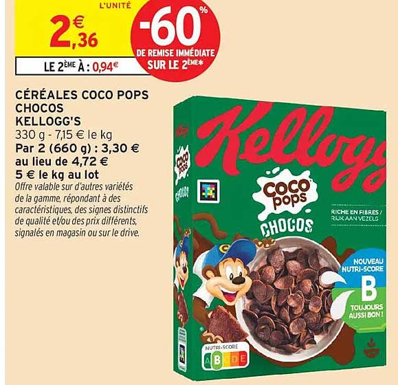 CÉRÉALES COCO POPS CHOCOS KELLOGG'S