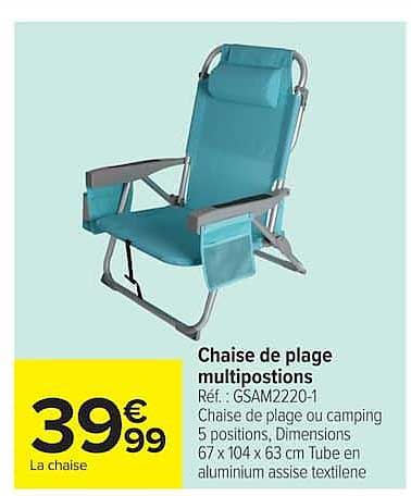 Chaise de plage multipositions