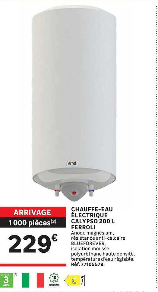 CHAUFFE-EAU ELECTRIQUE CALYPSO 200 L FERROLI