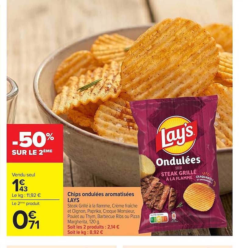 Chips ondulées aromatisées LAYS