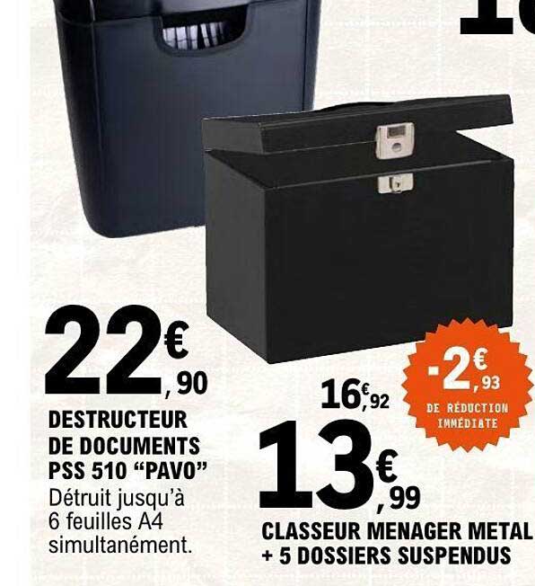 CLASSEUR MENAGER METAL + 5 DOSSIERS SUSPENDUS