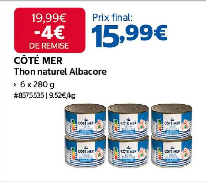 CÔTE MER Thon naturel Albacore