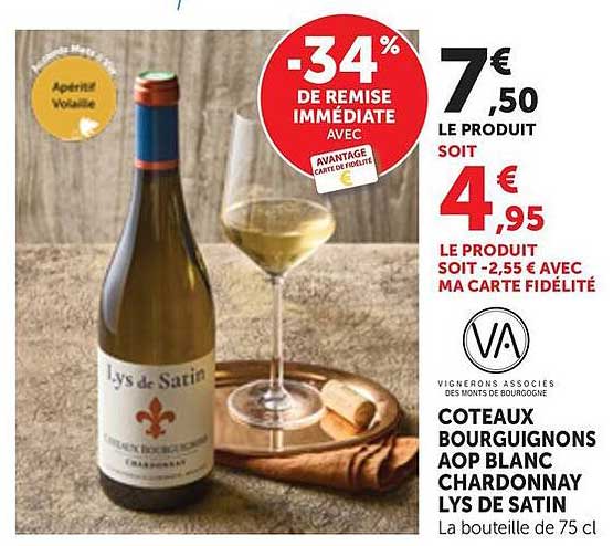 COTEAUX BOURGUIGNONS AOP BLANC CHARDONNAY LYS DE SATIN