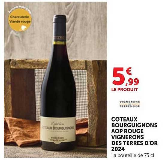 COTEAUX BOURGUIGNONS AOP ROUGE VIGNERONS DES TERRES D’OR 2024