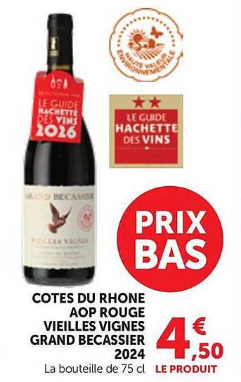 COTES DU RHONE AOP ROUGE VIEILLES VIGNES GRAND BECASSIER 2024