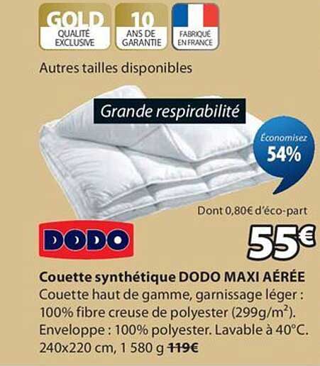 Couette synthétique DODO MAXI AÉRÉE