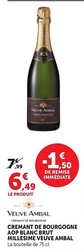 CREMANT DE BOURGOGNE AOP BLANC BRUT MILLESIME VEUVE AMBAL
