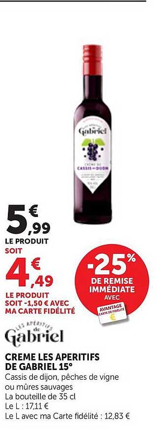 CREME LES APERITIFS DE GABRIEL 15°