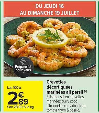 Crevettes décortiquées marinées ail persil