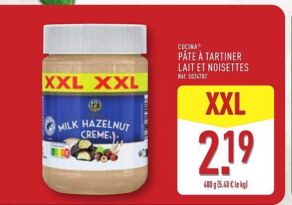 CUCINA PÂTE À TARTINER LAIT ET NOISETTES