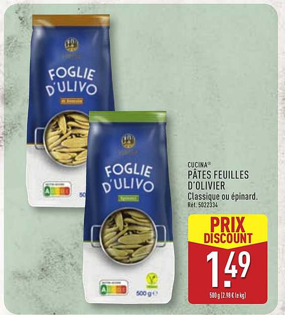 CUCINA PÂTES FEUILLES D'OLIVIER Classique ou épinard.
