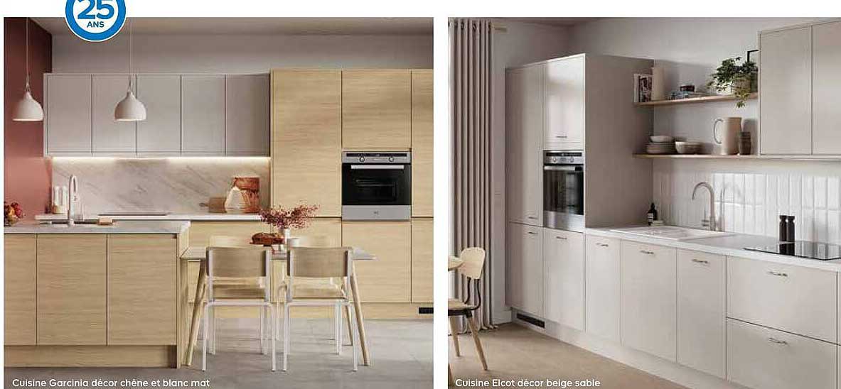 Cuisine Garcinio décor chêne et blanc mat