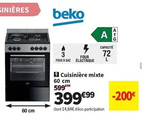 Cuisinière mixte 60 cm