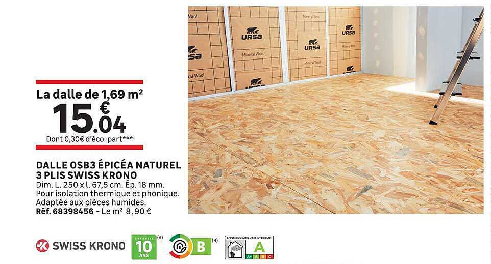 DALLE OSB3 ÉPICÉA NATUREL 3 PLIS SWISS KRONO