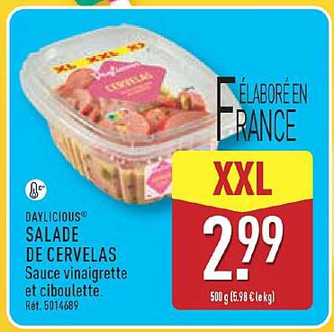 Dalycious salade de cervelas. Sauce vinaigrette et ciboulette.