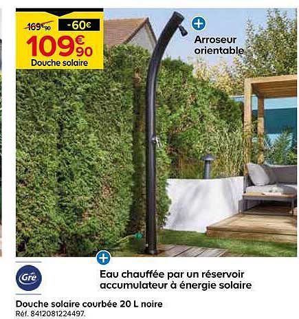 Douche solaire courbée 20 L noire