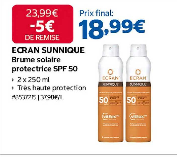 ECRAN SUNNIGUE Brume solaire protectrice SPF 50