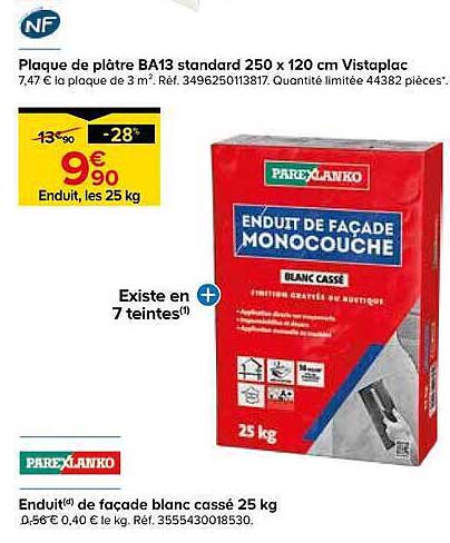 Enduit, les 25 kg