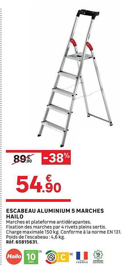 ESCABEAU ALUMINIUM 5 MARCHES HAILO