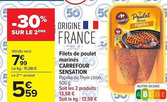 Filets de poulet marinés CARREFOUR SENSATION