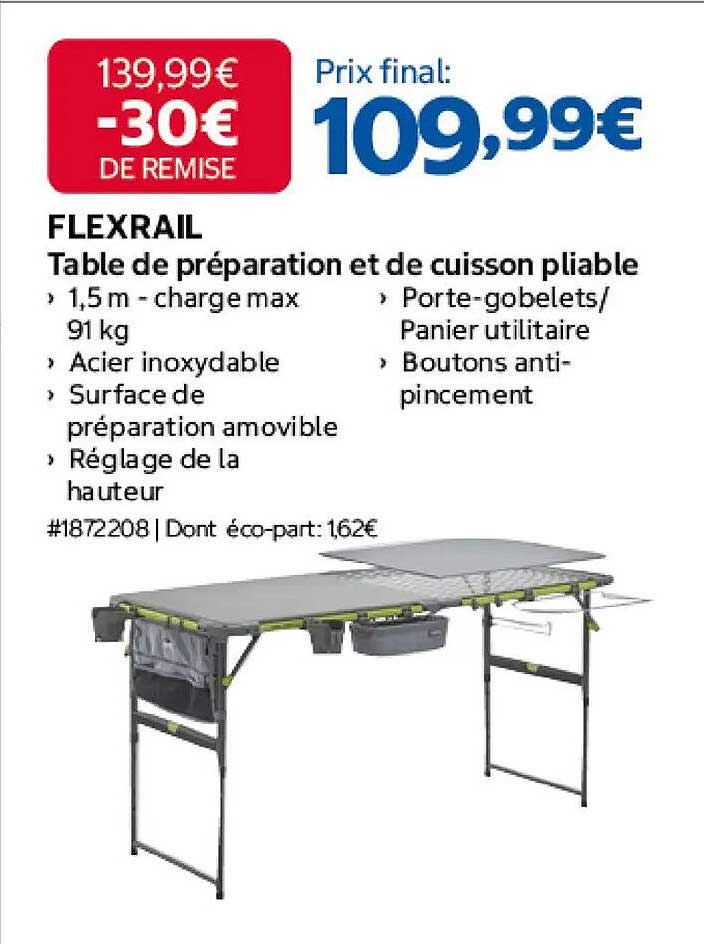 FLEXRAIL Table de préparation et de cuisson pliable