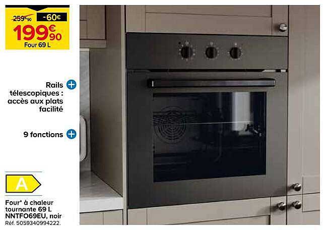 Four à chaleur tournante 69 L NNTF069EU, noir