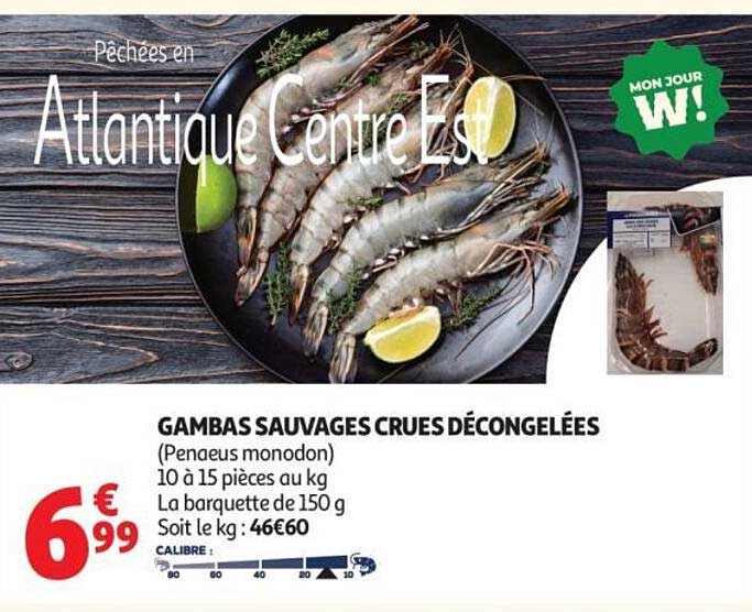 GAMBAS SAUVAGES CRUES DÉCONGELÉES