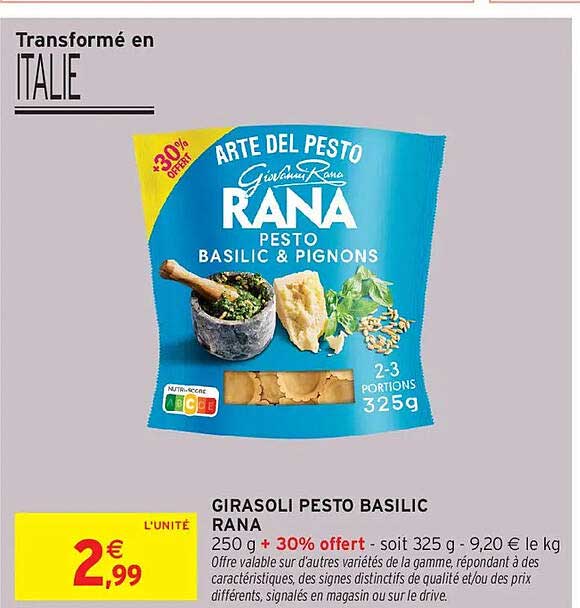 GIRASOLI PESTO BASILIC RANA