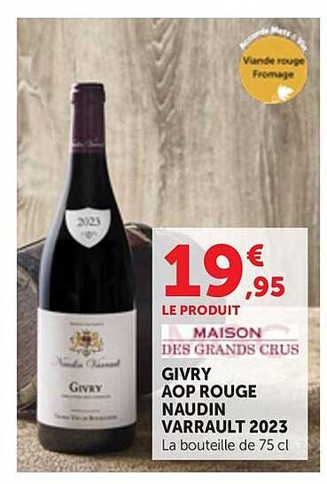 GIVRY AOP ROUGE NAUDIN VARRAULT 2023 La bouteille de 75 cl