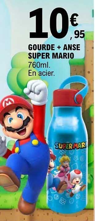 GOURDE + ANSE SUPER MARIO 760ml. En acier.
