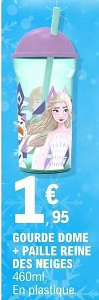 GOURDE DOME + PAILLE REINE DES NEIGES 460ml En plastique.