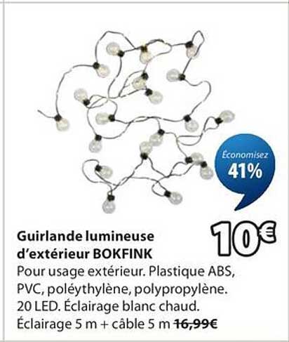 Guirlande lumineuse d’extérieur BOKFINK